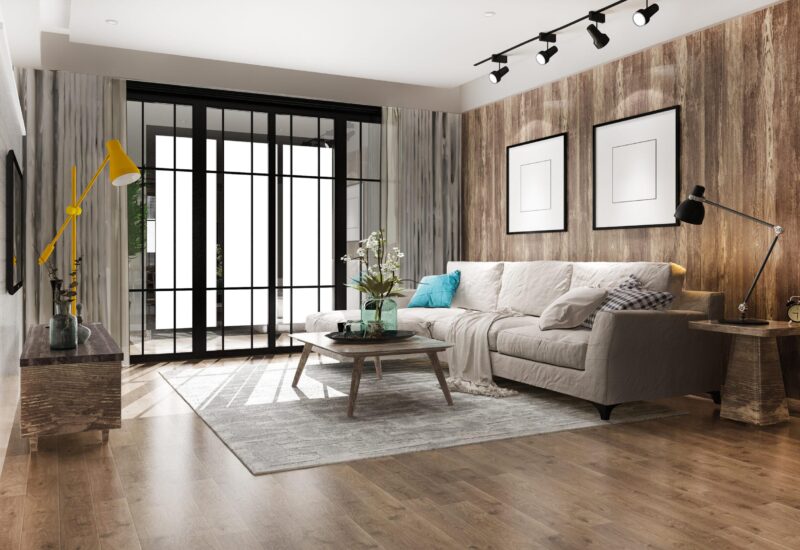 3d rendering loft luxury living room with bookshelf 3d rendering loft luxury living room with bookshelf