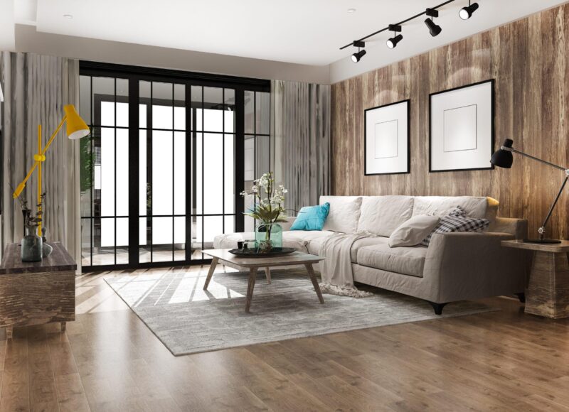 3d rendering loft luxury living room with bookshelf 3d rendering loft luxury living room with bookshelf