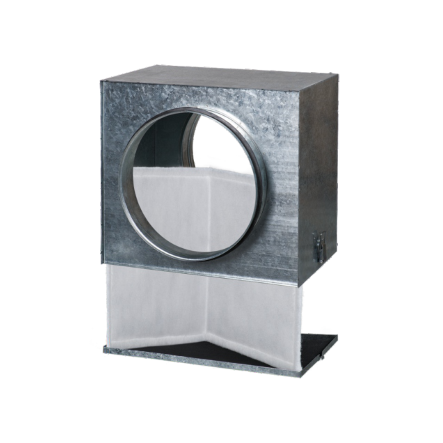 Caja Portafiltros De Acero Galvanizado Para Filtros De Panel F7 + F9 + Carbón Activo, Conexión De 150 Mm Y Filtros De 200x205 Mm